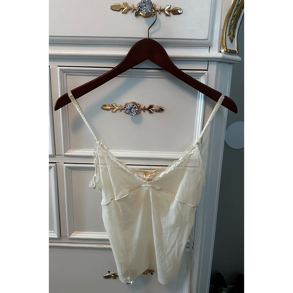 RARE Y2K True Vintage, Abercrombie & Fitch cream, sheer, lace camisole, Sz M